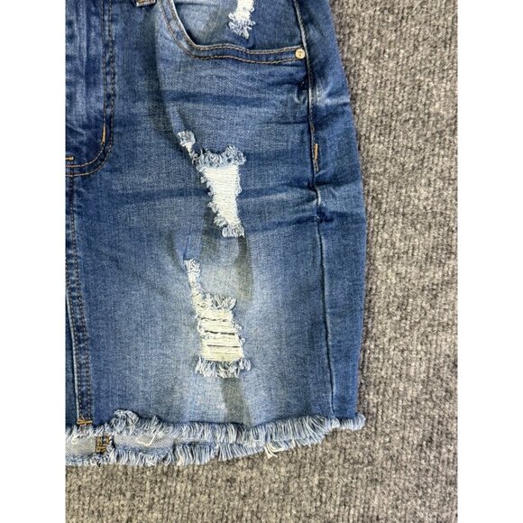 Wax Jean womens size Small Blue Denim Distressed Skirt - Picture 3 of 13